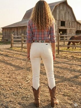 Wrangler Women's Cream Skinny Jeans - High Waist 0/25×28